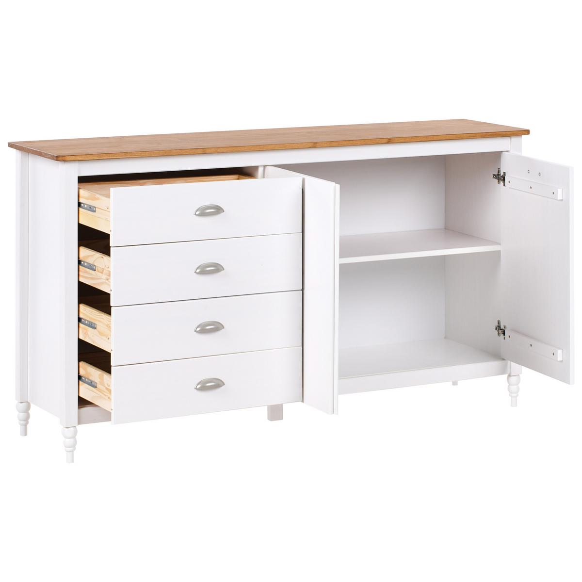 SIDEBOARD mit 2 Türen Kiefernholz Weiß Shillington - Weiß, Holz (150/83/40cm) - Beliani