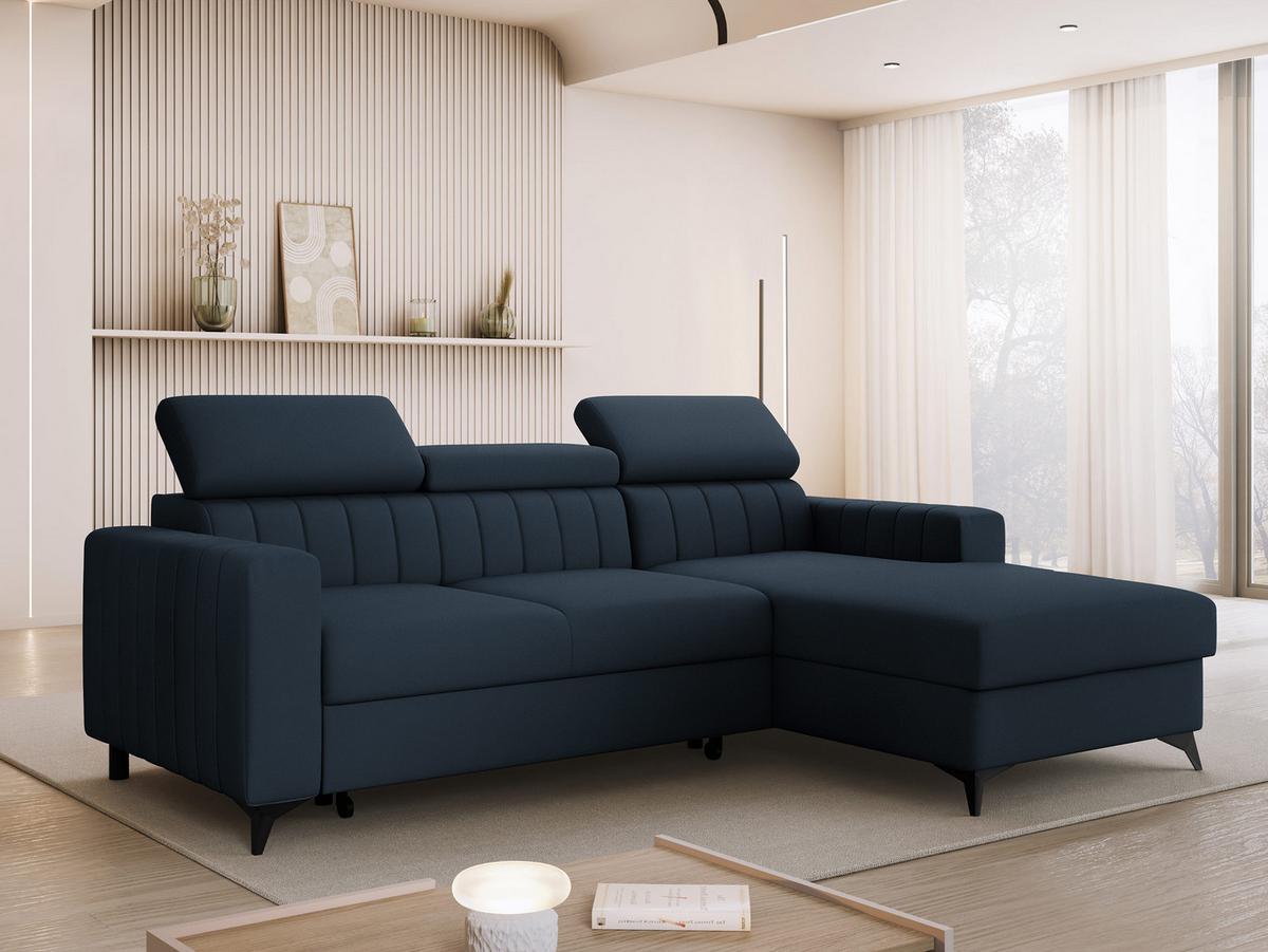 ECKSOFA Milano, Seite: Rechts 2R+LC - Schwarz/Dunkelblau, Holz/Textil (172/236cm) - MIRJAN24