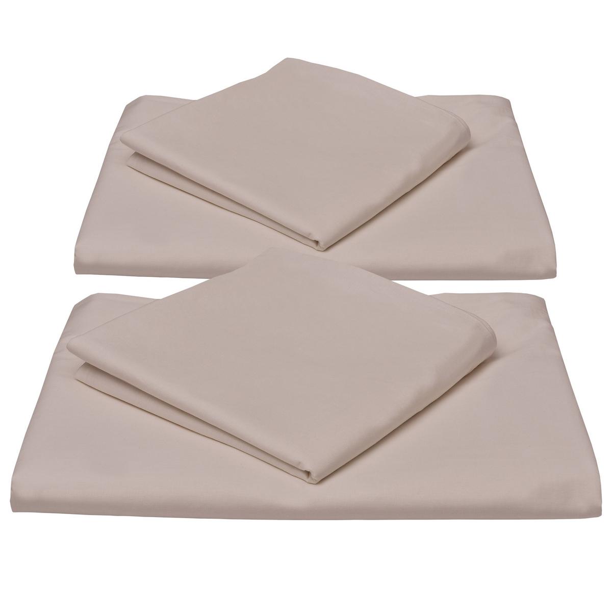 BETTWÄSCHE Julie 135/200 cm + Kissenbezug 80/80 cm Taupe Renforcé 2er Set - Taupe, Textil (135/200cm)