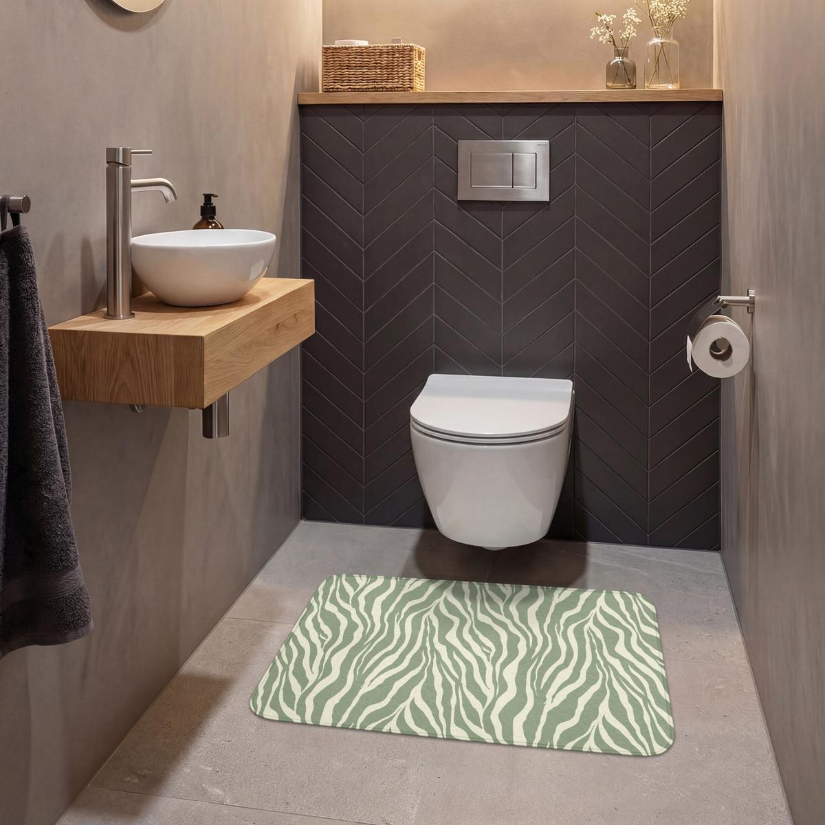 WC-VORLEGER Zebra - Motiv - Grün Toilettenteppich 80x50 cm - Salbeigrün, Textil (80/1cm) - OnlyWow