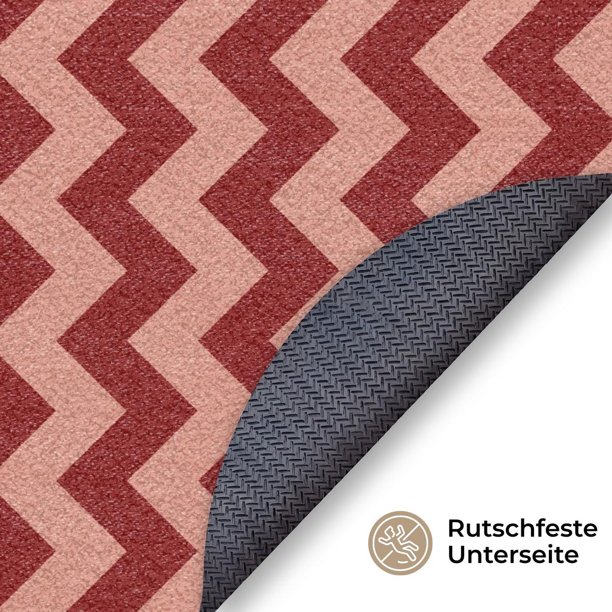 FUSSMATTE Zickzack - Streifen - Muster - Rot Schmutzfänger 90x90 cm - Bordeaux, Kunststoff (90/0.4cm) - MuchoWow