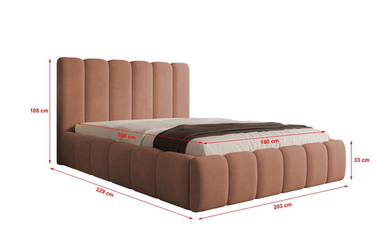 POLSTERBETT Vilo 180x200 mit Bettkasten und Stabilem Metallgestell - Rosa, Textil (180/200cm) - Storez24