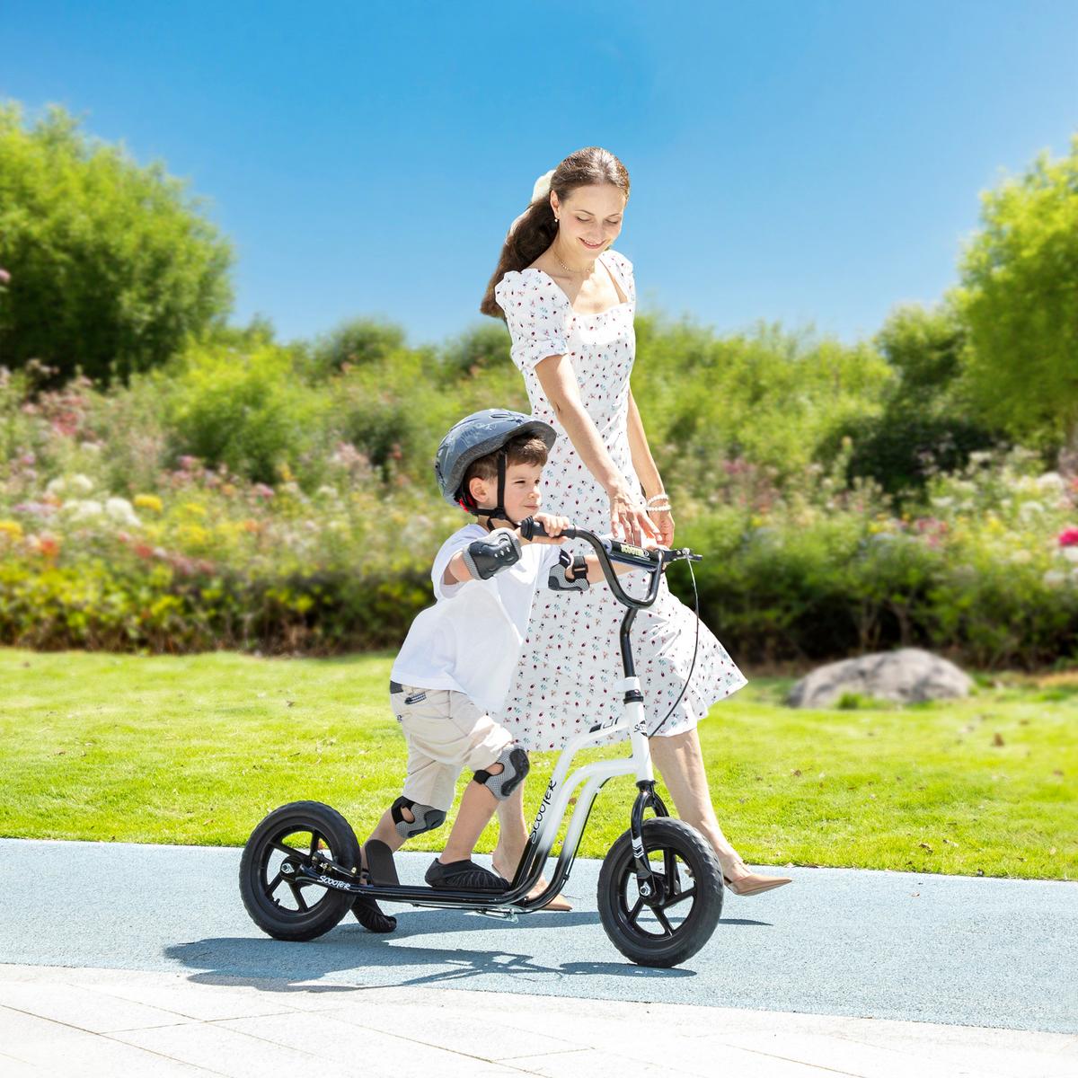 ROLLER Kinder Tretroller Kickscooter mit verstellbarem Lenker 12 Zoll Räder Weiß - Weiß, Kunststoff (115/50/88cm) - AIYAPLAY
