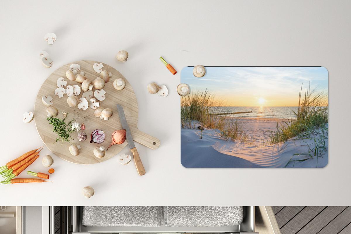 PLATZSETS 6er-Set Strand - Sonne - Düne - Gras - Sand - Horizont Abwaschbar 45x30 cm - Sandfarben, Kunststoff (0.3/45/30cm) - MuchoWow