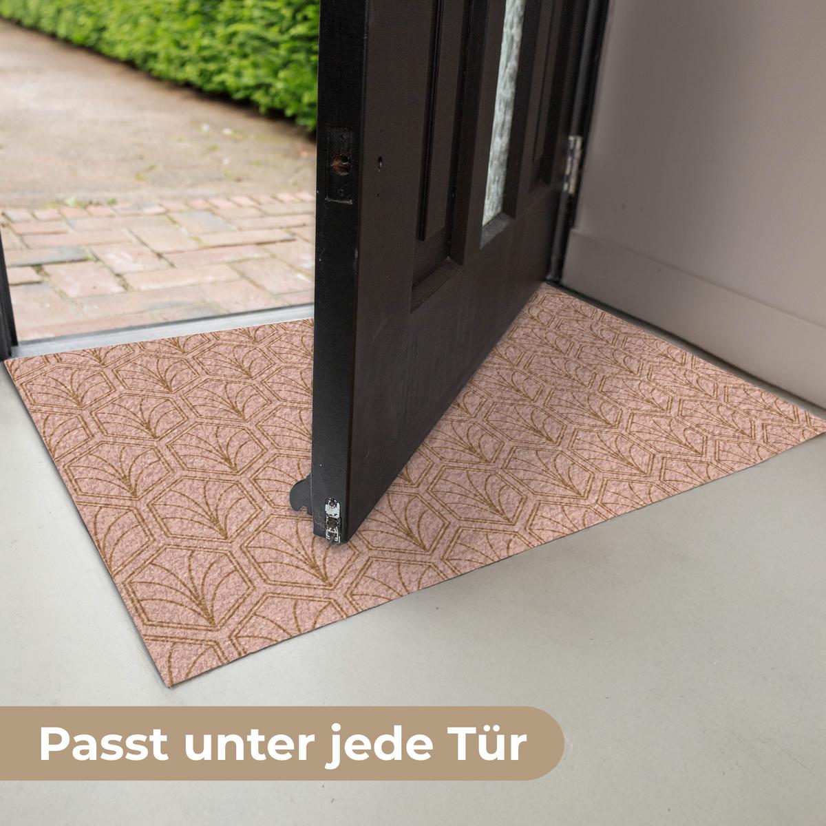 FUSSMATTE Lachsrosa - Muster - Geometrisch Schmutzfangmatte 60x40 cm - Altrosa, Kunststoff (60/0.4cm) - MuchoWow