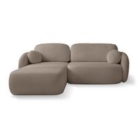 ECKSOFA AMICO L-S Braun Geflochtener Stoff mit Schlaffunktion - Braun, Holz (248/174cm) - MASSENO