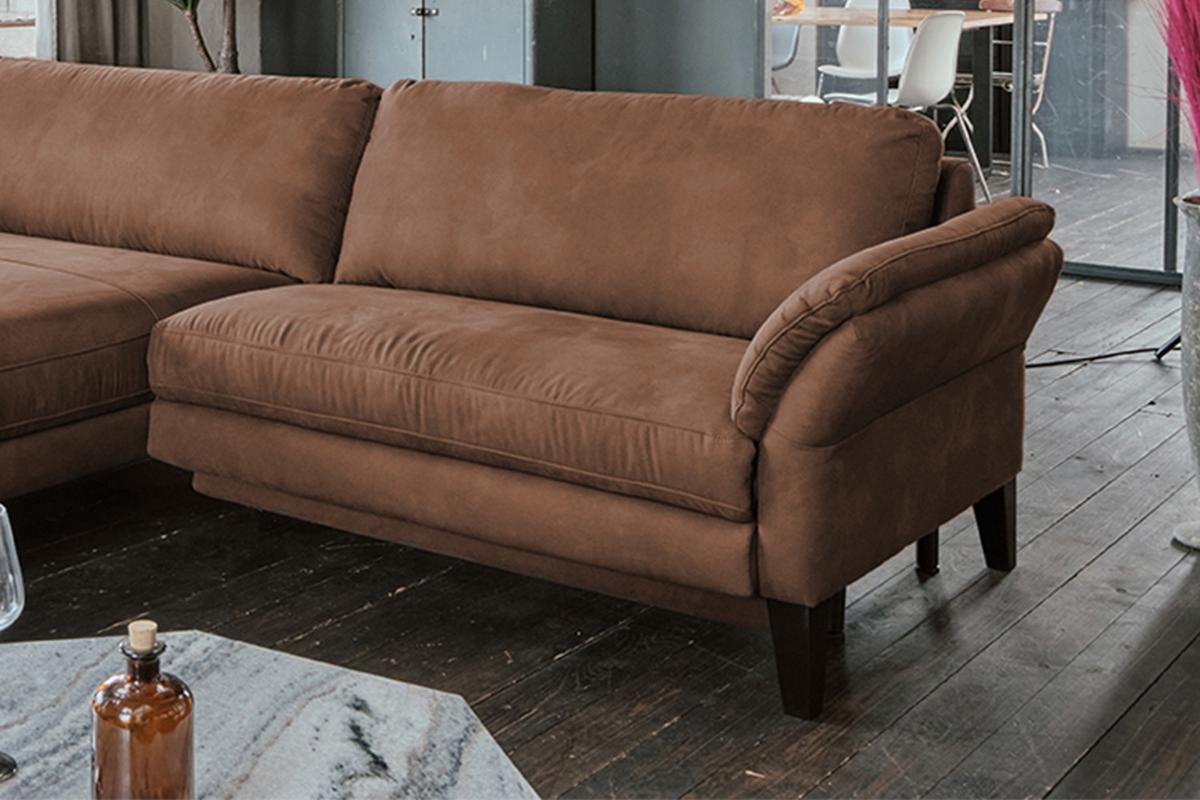 ECKSOFA MALTA Braun Webstoff - Schwarz/Braun, Buchenholz/Textil (302/175cm) - KAWOLA