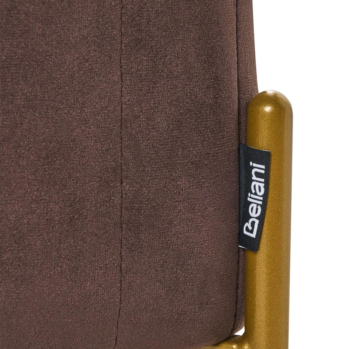 POLSTERBANK Samtstoff Dunkelbraun Utah - Goldfarben/Braun, Textil/Metall (91/43/47cm) - Beliani
