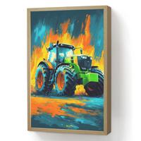 WANDLEUCHTE MIT AKKU Abstrakt - Traktor - Grün 40x60 cm - Dunkelblau, Holzwerkstoff (40/60/8cm) - OnlyWow