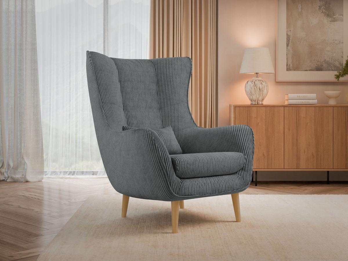 SESSEL Estjano Cord - Beige/Grau, Holz/Textil (80/106/95cm) - MIRJAN24