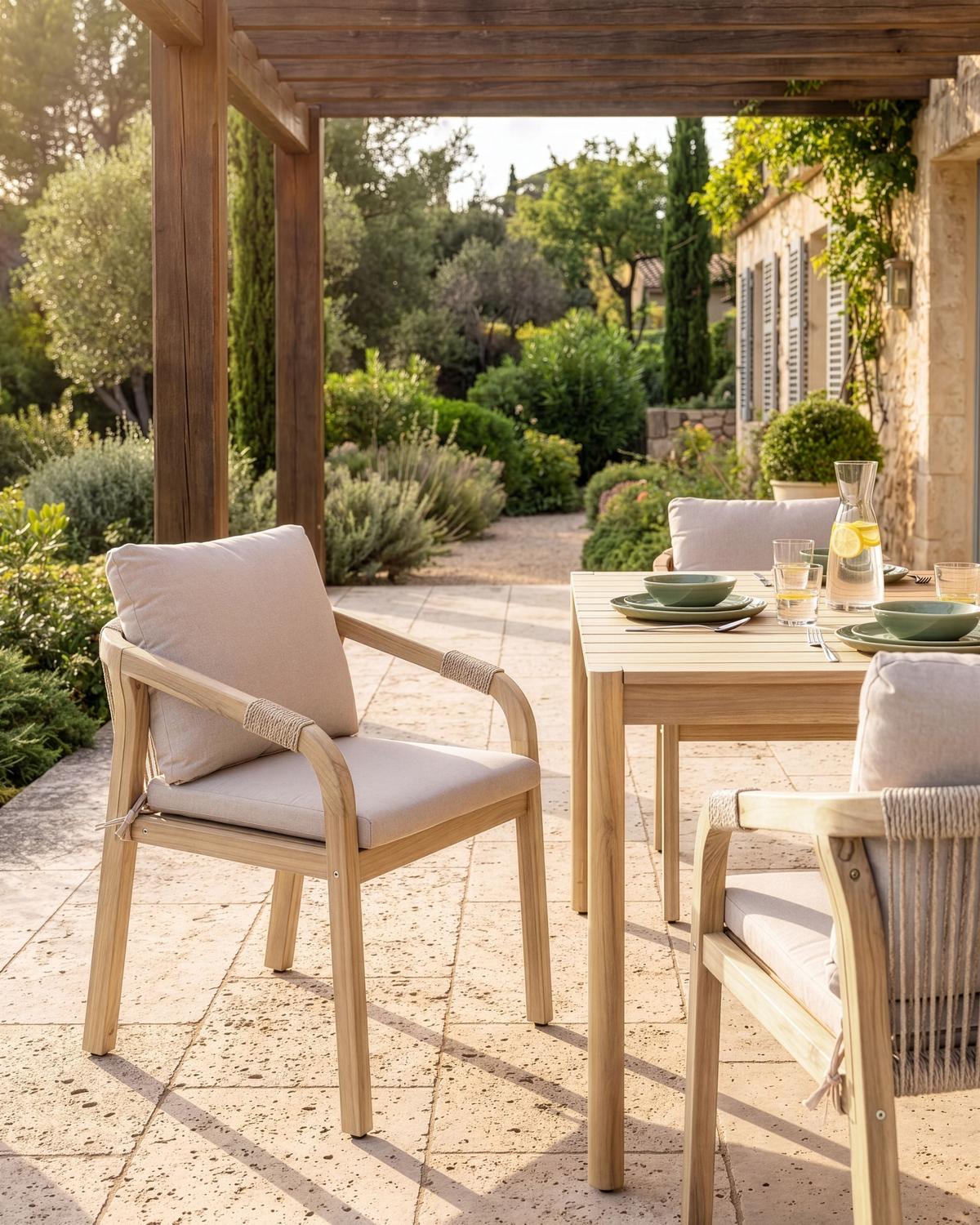 GARTENSTUHL Akazienholz Hellbraun Sumba - Beige, Holz (55/76/66cm) - Beliani