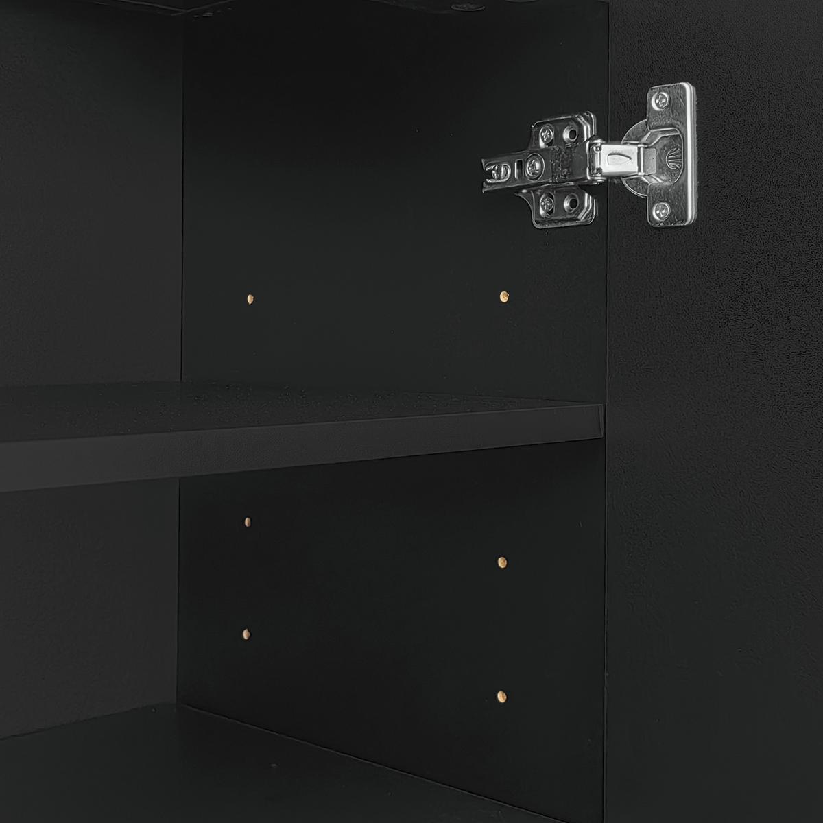 SCHWARZES Sideboard mit Struktur und goldenen Details SHEZA - Schwarz, Holzwerkstoff/Metall (45/101/54cm) - Urban Meuble