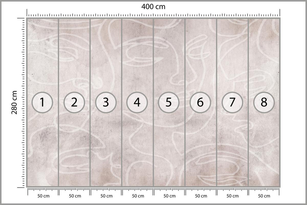 FOTOTAPETE für Schlafzimmer Abstrakte Gesichter Beton 400x280 - Beige/Braun, Papier (400/280cm) - Muralo