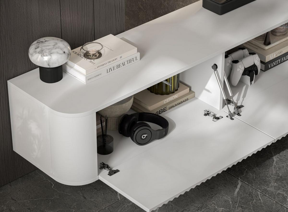 TV-LOWBOARD 2er-Set Aurora Weiß matt 280 cm - Weiß, Holzwerkstoff (280/30/35cm) - Meble Lindner