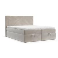 BOXBETT Velma 140/200 cm Hellbeige im Paros Stoff - Beige/Schwarz, Holz/Holzwerkstoff (140/200cm) - AltaBeds