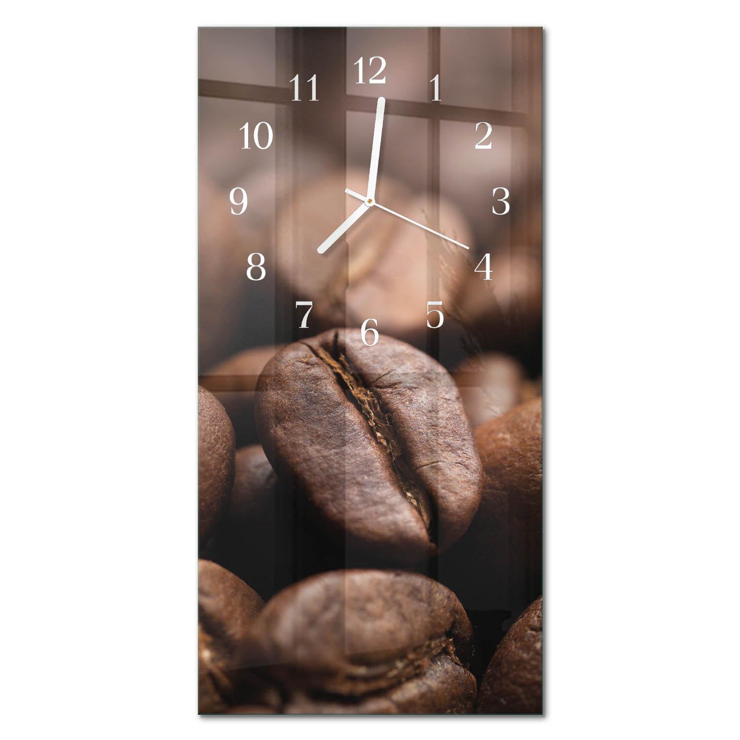 WANDUHR aus Glas 30x60 cm - Kaffeebohnen - Braun, Glas (30/60/0.4cm) - TULUP