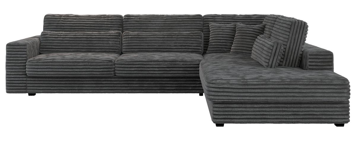 ECKSOFA Savona Dunkelgrau breiter Cord - rechts - Dunkelgrau/Schwarz, Kunststoff/Textil (249/316cm) - MKS