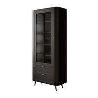 VITRINE SHADOW II verglast mit Regalböden - Schwarz, Holzwerkstoff (78/185/40cm) - Lookway