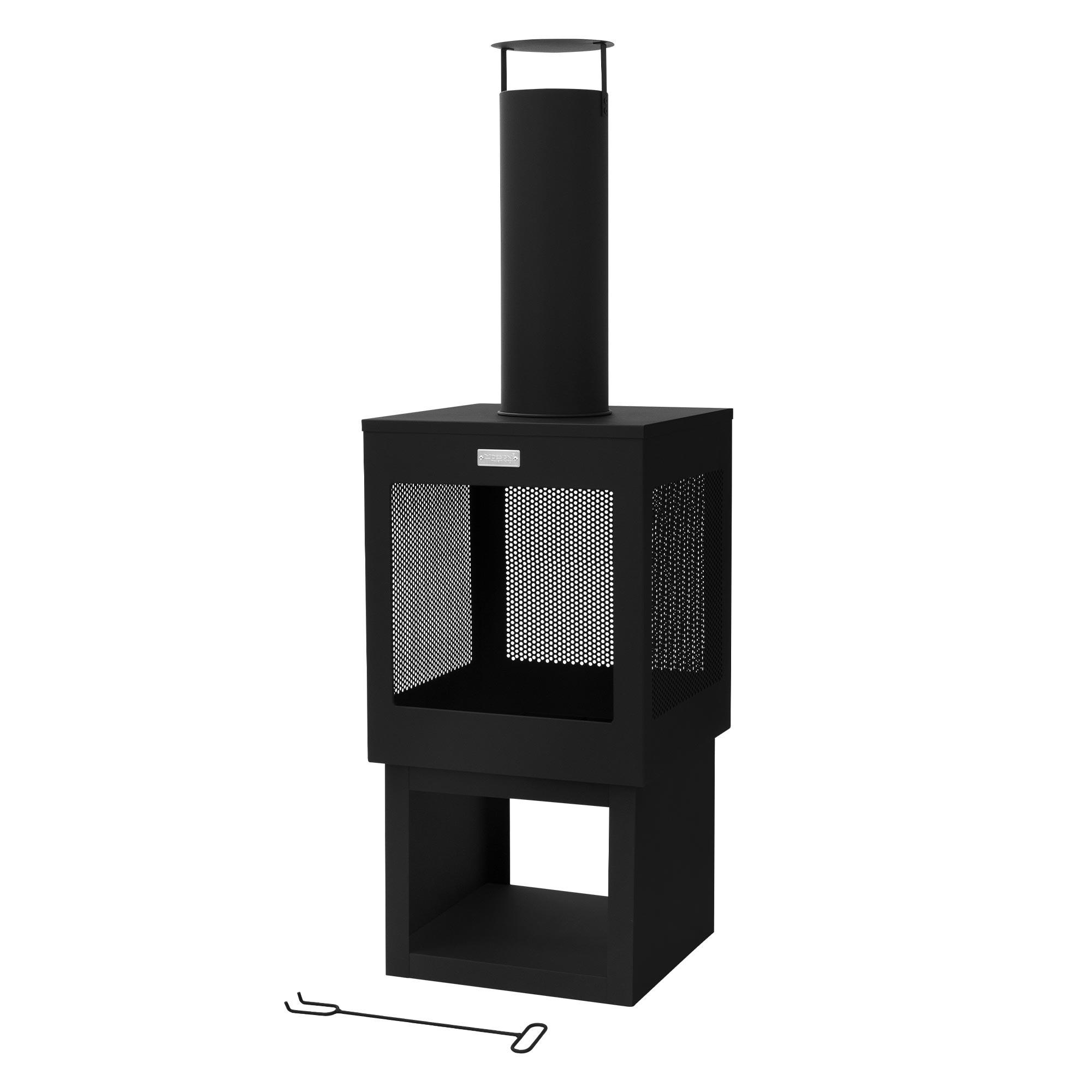 GARTENKAMIN 128x40 cm Schwarz - Schwarz, Metall (40/128/40cm) - ML-DESIGN