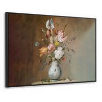 LEINWAND Bilder mit Rahmen - Alte Meister - Blumen - Balthasar van der Ast - 90x60 - Hellbraun, Textil (90/60cm) - MuchoWow