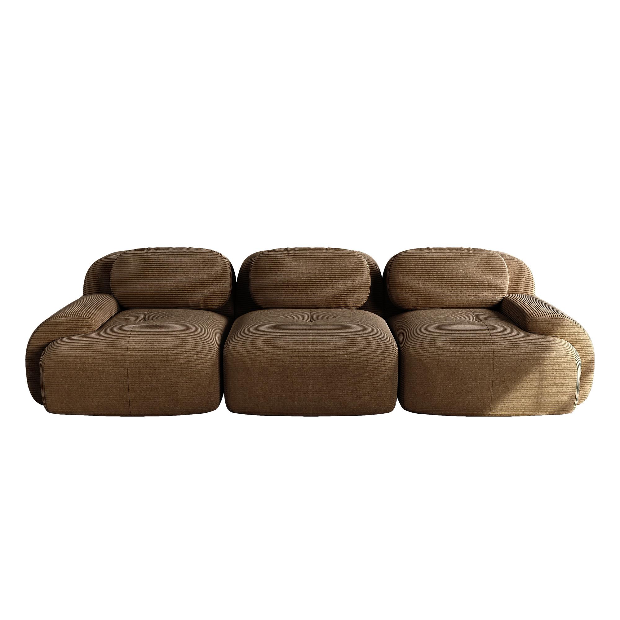 3-SITZER SOFA cord in braun, rahmenlos & montagefrei - Walnussfarben, Textil (298/75/103cm) - Urban Meuble