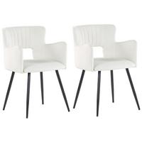 ESSZIMMERSTUHL 2er-Set Samtstoff Weiß Sanilac - Weiß, Textil/Metall (52/75/44cm) - Beliani