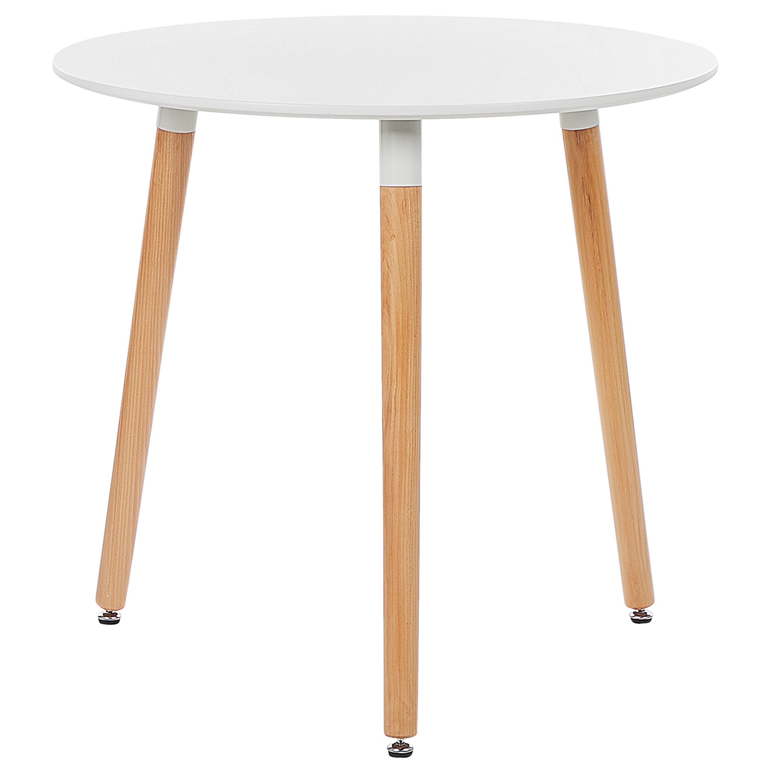 ESSTISCH 80/80/76 cm Weiß, Hellbraun Rund Boma - Weiß, Holzwerkstoff (80/80/76cm) - Beliani