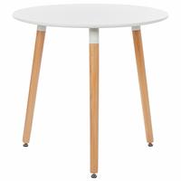 ESSTISCH 80/80/76 cm Weiß, Hellbraun Rund Boma - Weiß, Holzwerkstoff (80/80/76cm) - Beliani