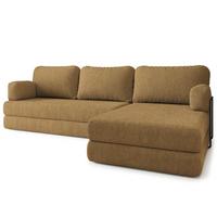 ECKSOFA LEA modulares Boneless Sofa mit Schlaffunktion Orange Boucle-Stoff - Gelb, Textil (270/160cm) - MASSENO