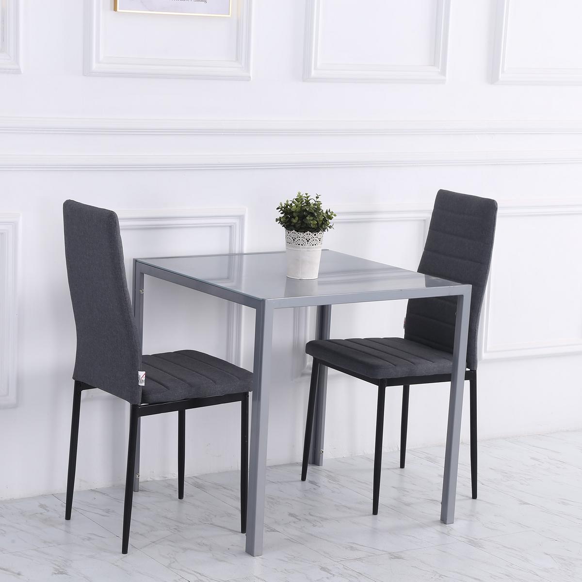 ESSTISCH Esszimmertisch Quadratischer Küchentisch für 4 Personen, Grau - Grau, Glas (75/75/75cm) - HOMCOM