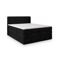 BOXSPRINGBETT LUNERA 180x200 cm mit Matratze und Topper - Schwarz - Schwarz, Holz (180/200cm) - MASSENO