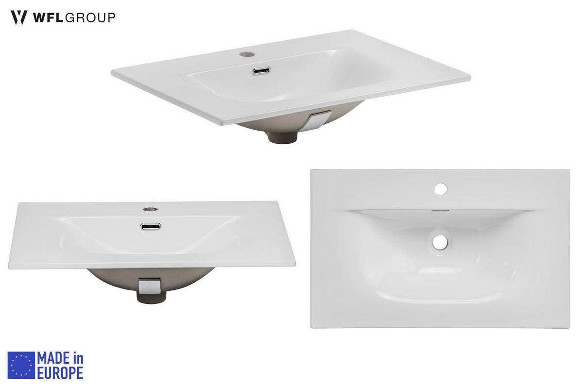 WASCHTISCHKOMBI Niva hängend geriffelt in Kaschmir Matt 61/59/46 cm - Kaschmir/Beige, Holzwerkstoff/Kunststoff (61/58.5/46cm) - WFL GROUP