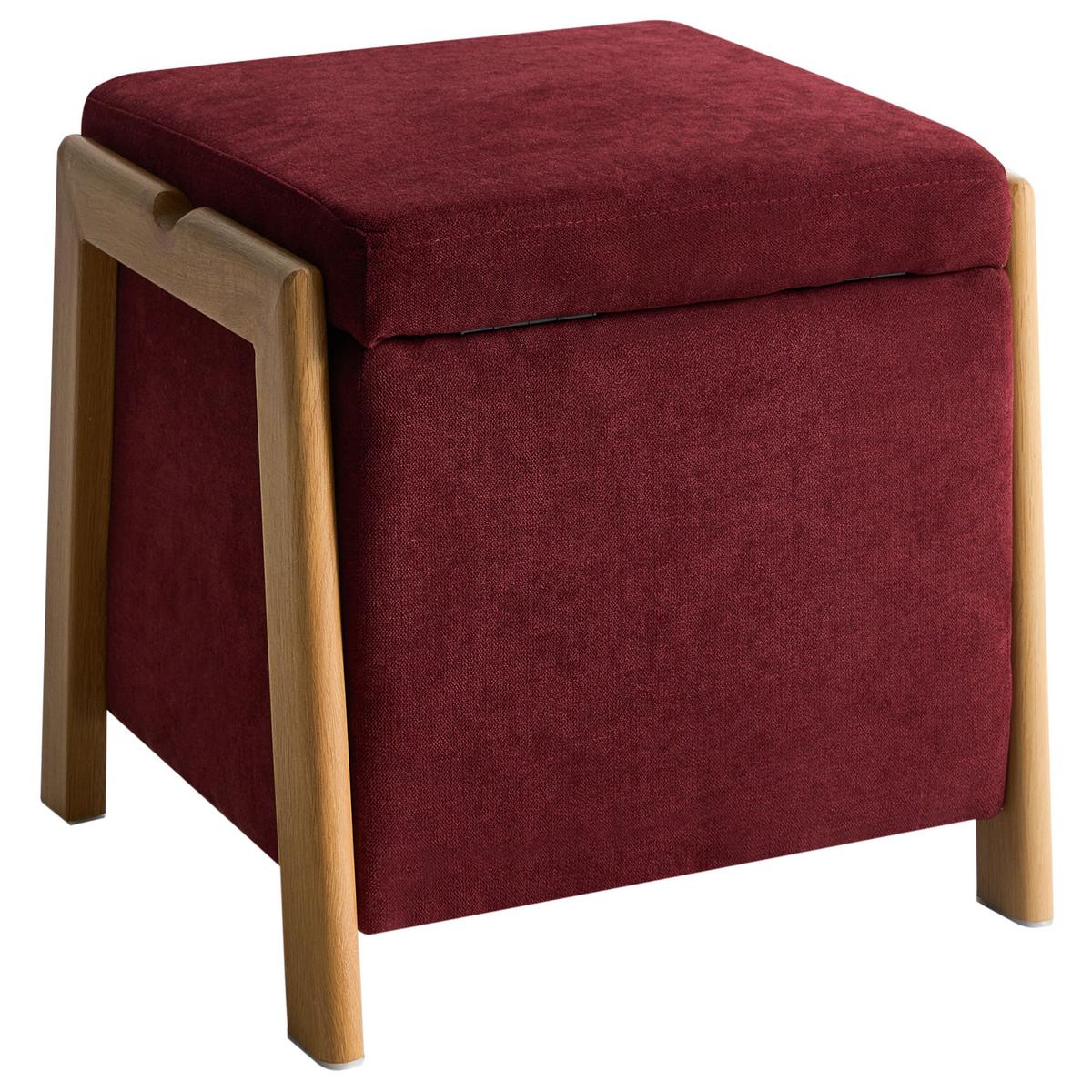 POUF mit Stauraum Stoff 45 cm Burgunderrot Edland - Dunkelrot, Metall (45/44/43cm) - Beliani