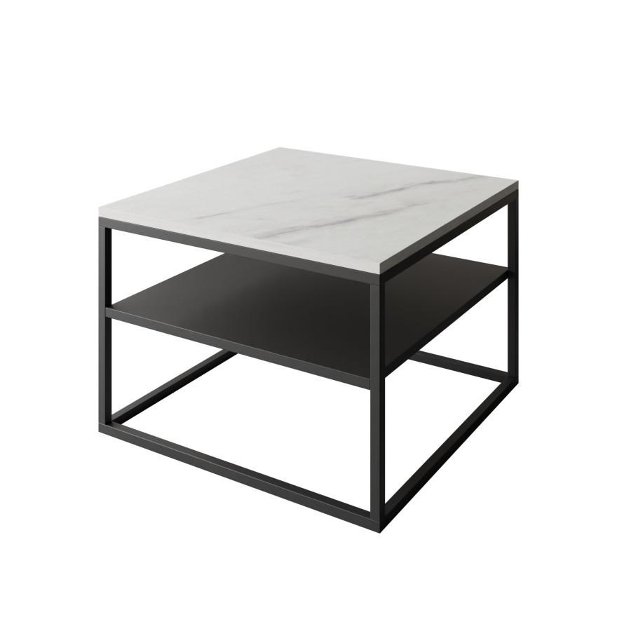 COUCHTISCH NOVA mit Ablage Schwarz / Marmor Levanto - Schwarz/Weiß, Holzwerkstoff (69/69/48cm) - Lookway