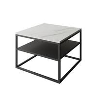 COUCHTISCH NOVA mit Ablage Schwarz / Marmor Levanto - Schwarz/Weiß, Holzwerkstoff (69/69/48cm) - Lookway