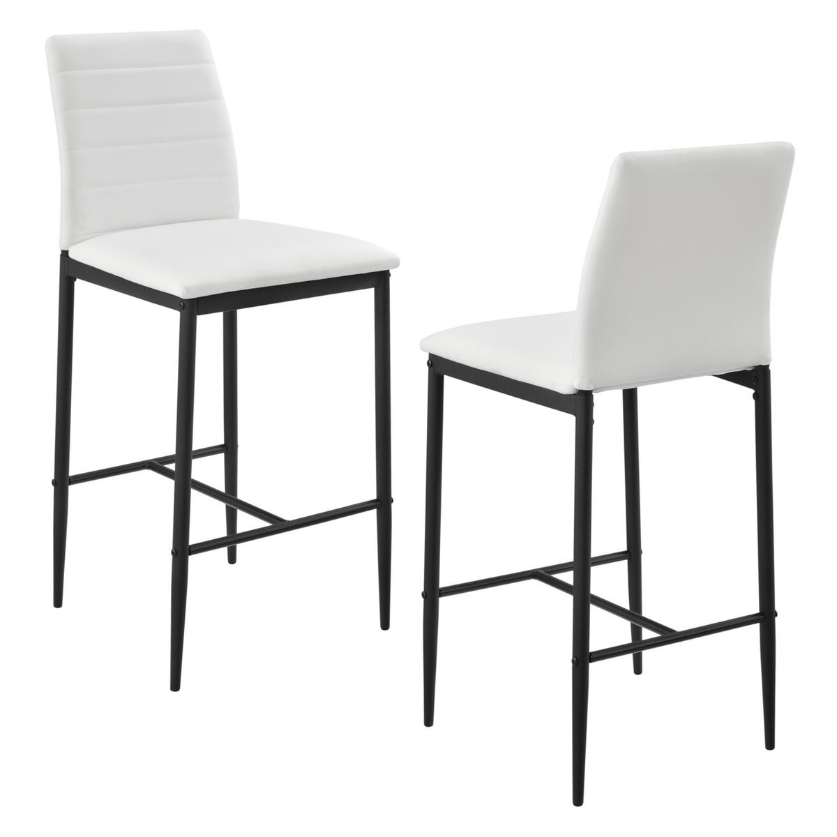 BARSTUHL Lidköping 2er-Set - Weiß, Leder (43/96/47cm) - [en.casa]