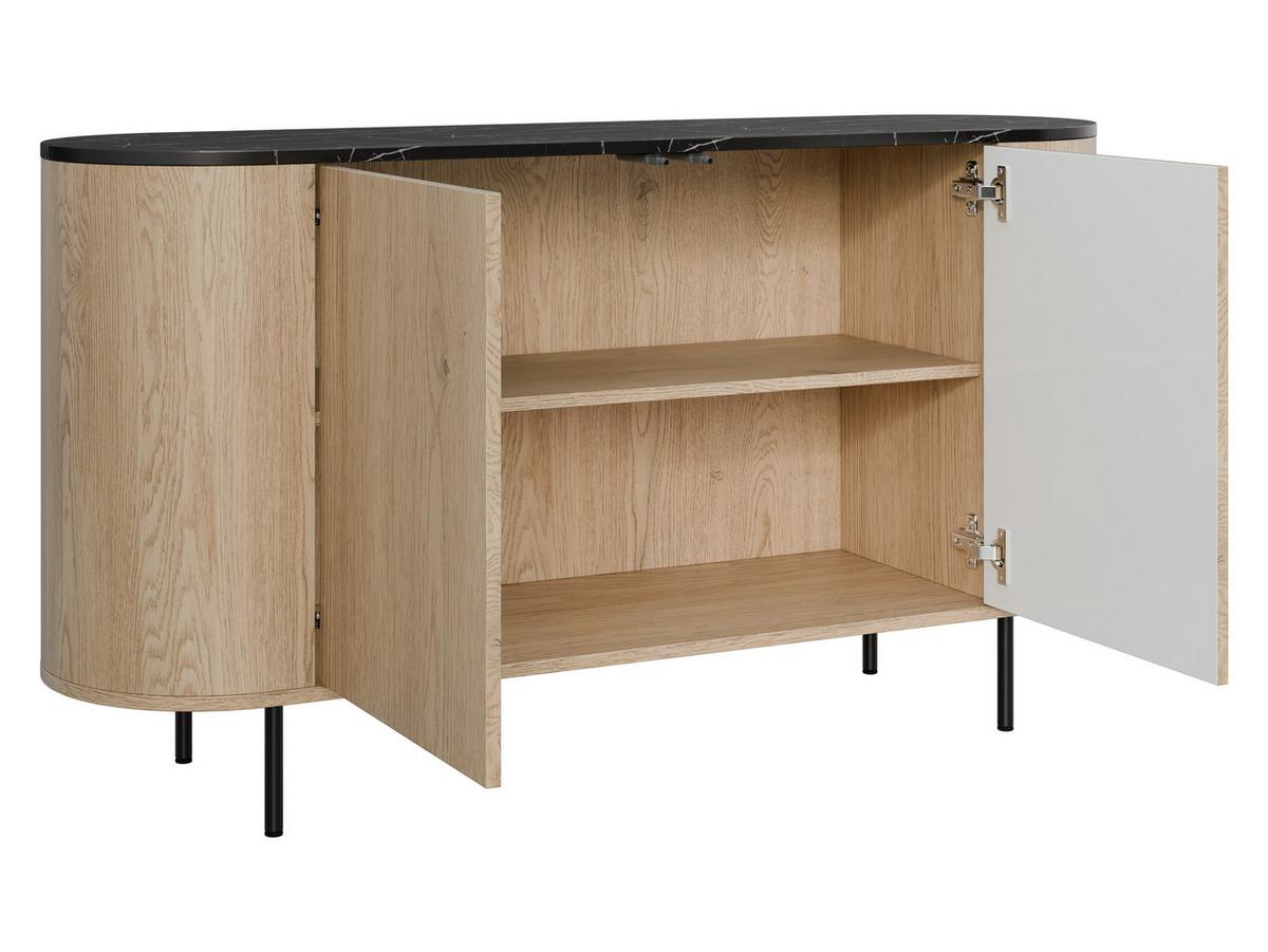 KOMMODE Lygrint 140 2D - Eichefarben/Schwarz, Holzwerkstoff/Metall (139/75/40cm) - MIRJAN24