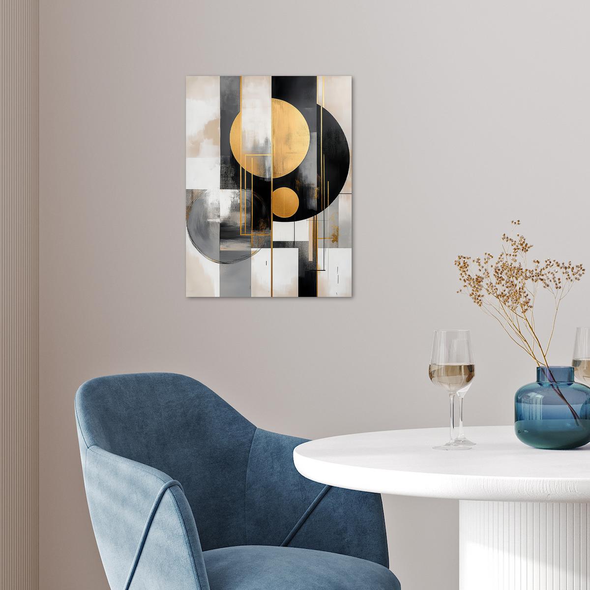 POSTER Abstrakt - Gold - Silber - Formen - Ästhetisch - Modern Wandbilder 30x40 cm - Goldfarben, Papier (30/40/0.1cm) - MuchoWow