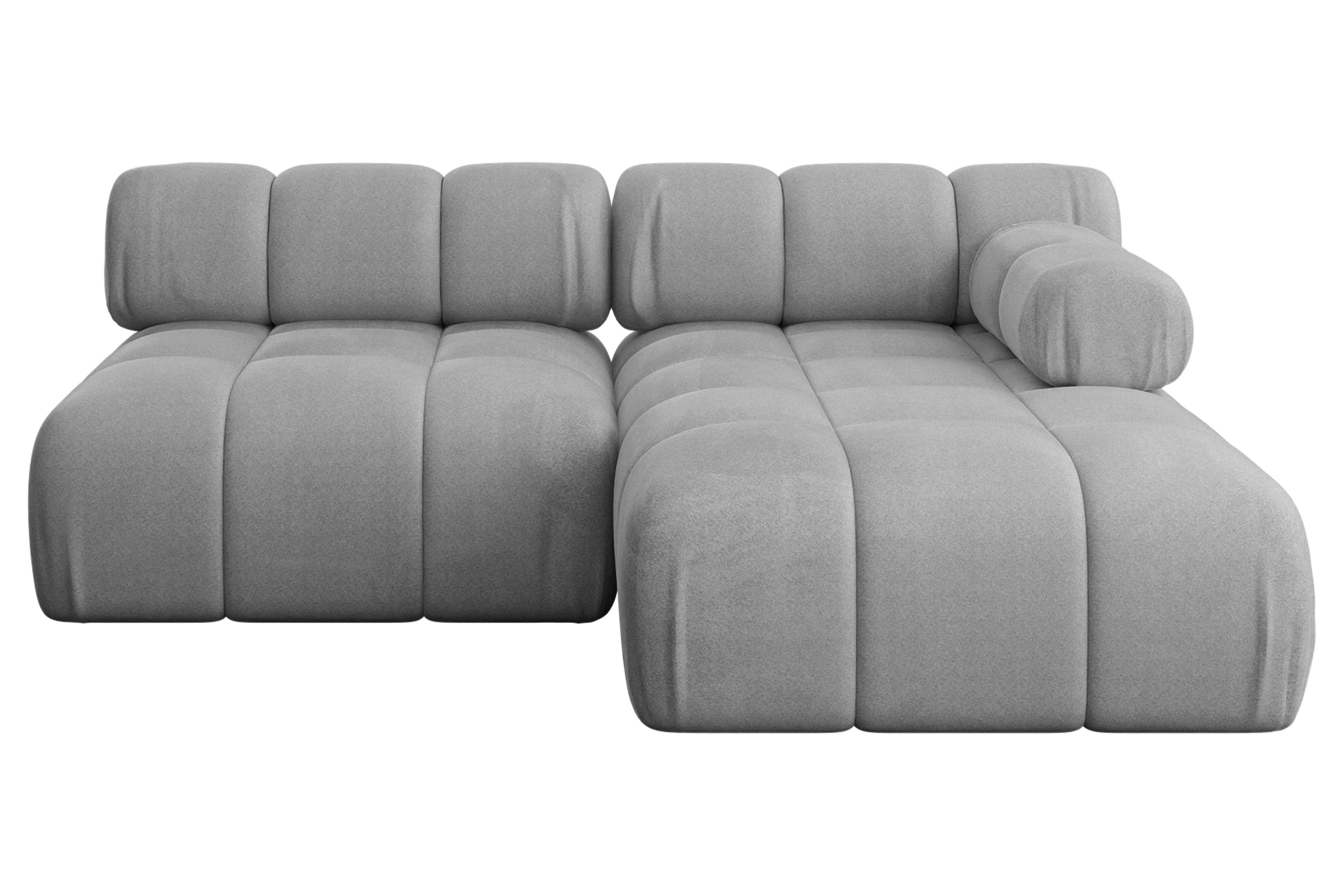ECKSOFA modulares Sofa Razon-L1 - 190x160x70 cm Hellgrau Velours - Hellgrau, Holzwerkstoff/Textil (190/160cm) - ALTDECOR