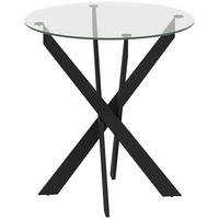 ESSTISCH, Rund Küchentisch für 4 Personen Esszimmertisch mit Stahlbeinen Schwarz - Schwarz, Glas/Metall (70/70/75cm) - HOMCOM