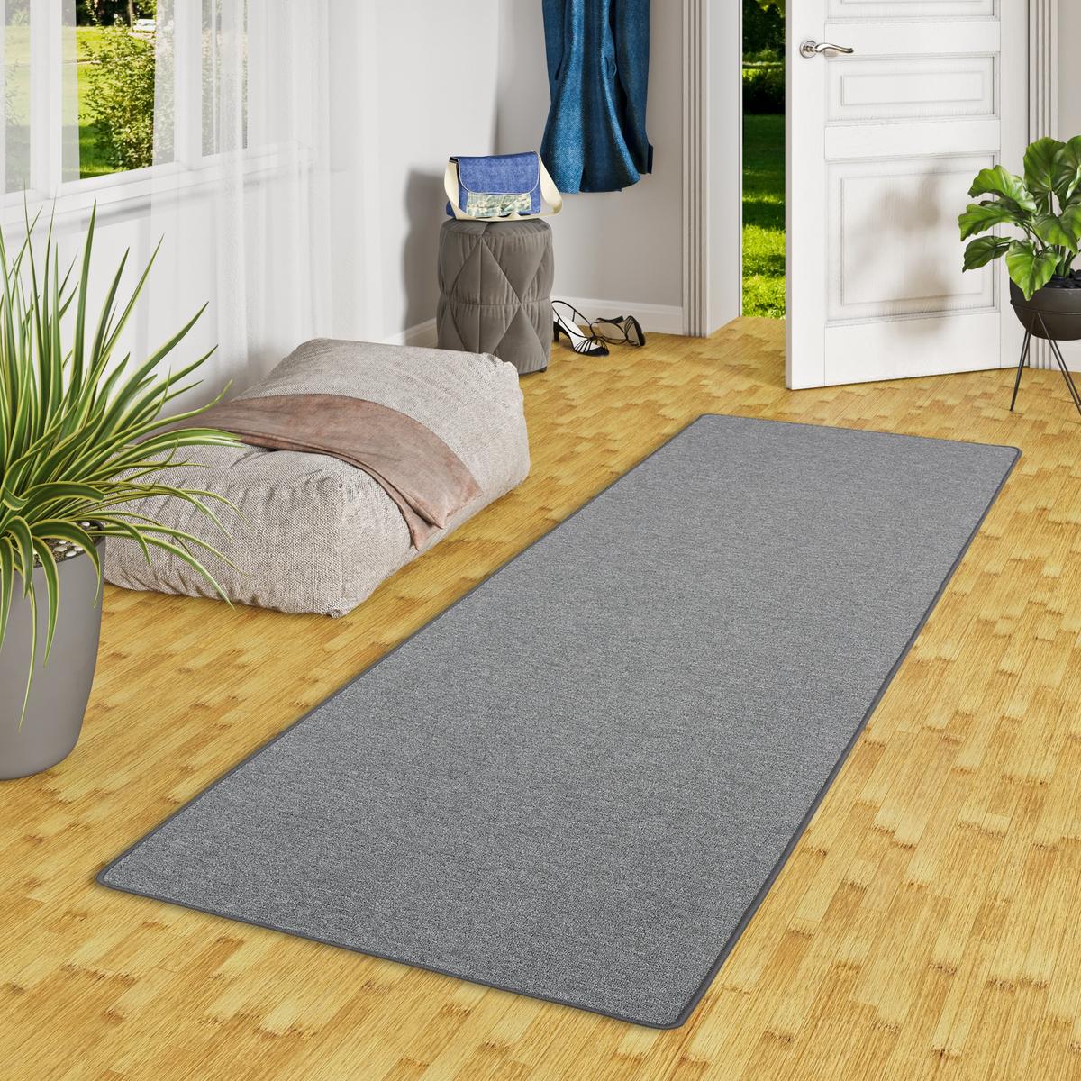 FEINSCHLINGEN VELOUR LÄUFER TEPPICH STRONG - Anthrazit, Textil (100/400cm) - Snapstyle