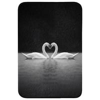BADEMATTE Schwäne - Herz - Schwarz - Weiß 60x90 cm - Schwarz, Textil (60/90cm) - OnlyWow
