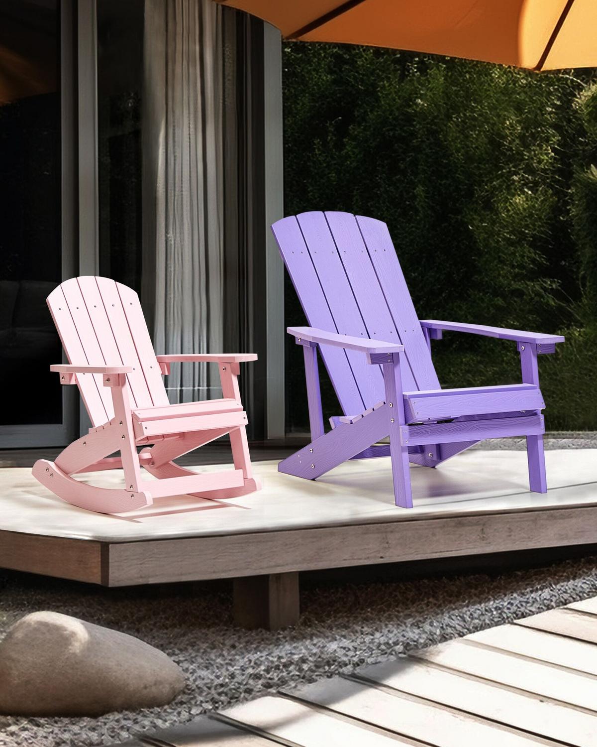 GARTEN-SCHAUKELSTUHL Rosa Adirondack - Pink, Kunststoff (52/67/68cm) - Beliani