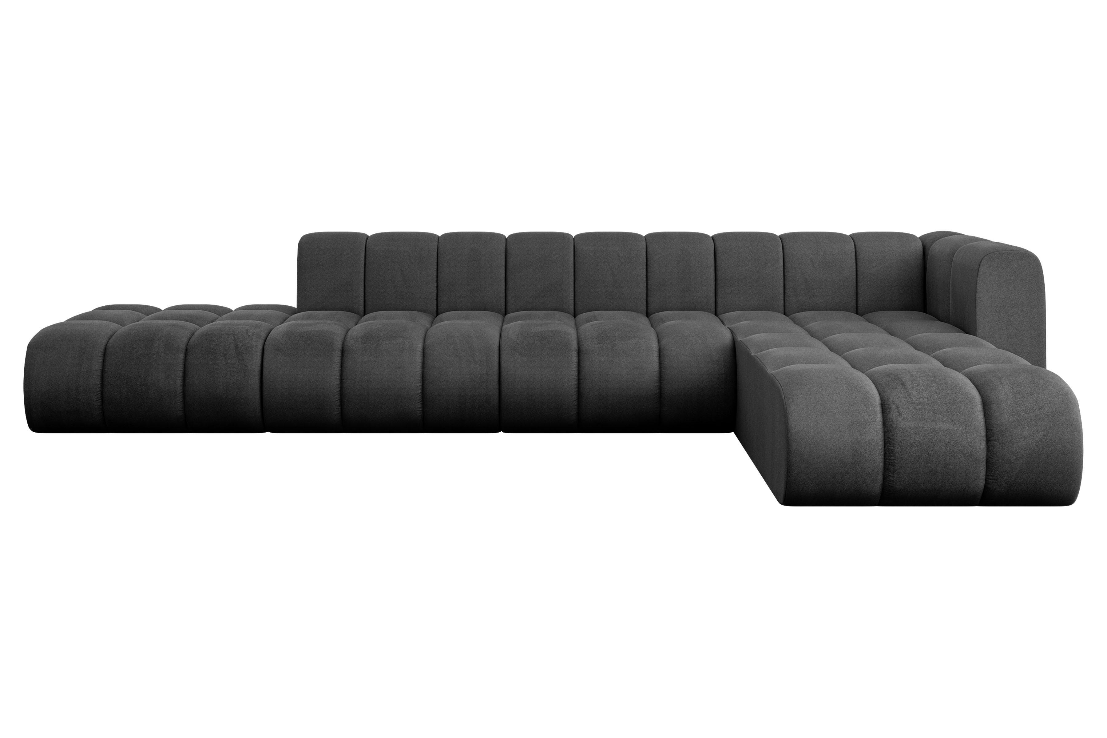 ECKSOFA modulares Sofa Zuvon-L2 - 387x177x70 cm Schwarz - Schwarz, Holzwerkstoff/Textil (387/177cm) - ALTDECOR
