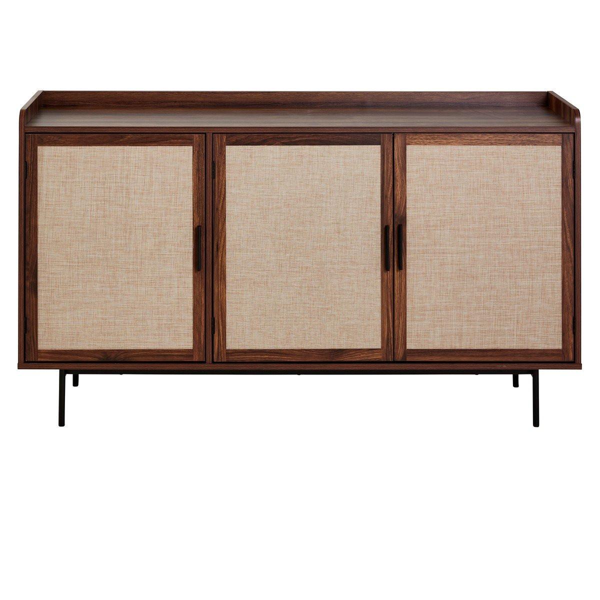 SIDEBOARD mit 3 Türen in Nussbaumdekor und Stofffronten 39,5/79/140 cm - Nussbaumfarben, Holzwerkstoff (39.5/79/140cm) - Calicosy