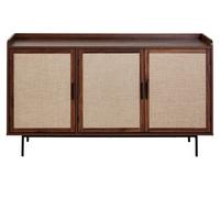 SIDEBOARD mit 3 Türen in Nussbaumdekor und Stofffronten 39,5/79/140 cm - Nussbaumfarben, Holzwerkstoff (39.5/79/140cm) - Calicosy