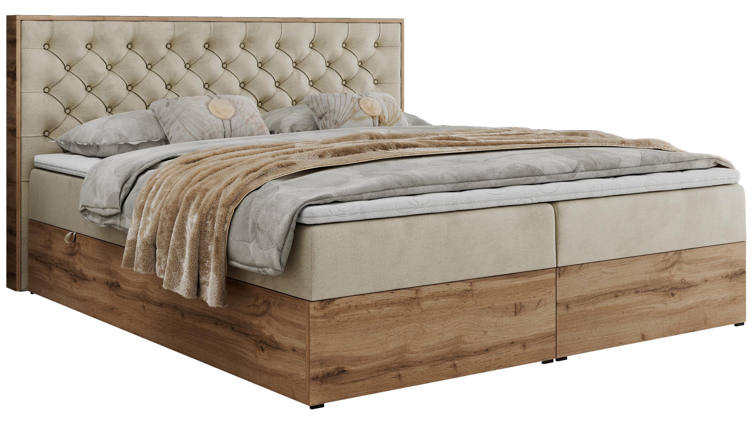 BOXBETT ALBERO 3 - 200/200 Beige Velvet - H4 - Beige, Holz/Textil (200/200cm) - MKS