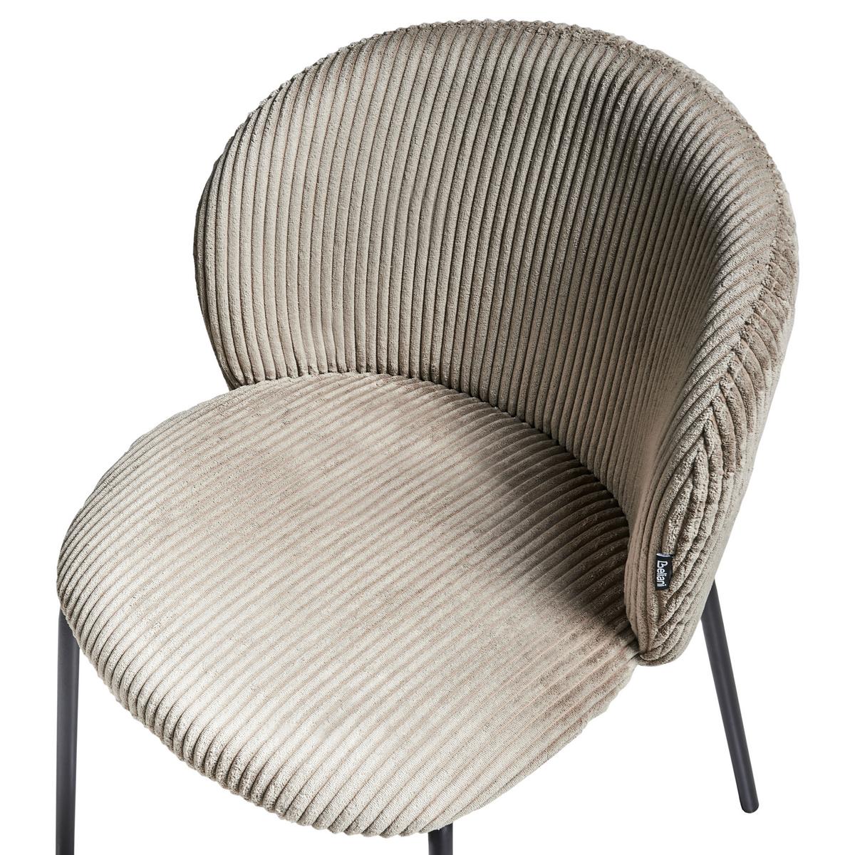 ESSZIMMERSTUHL 2er-Set Cord Taupe Miles - Taupe, Textil (53/83/55cm) - Beliani