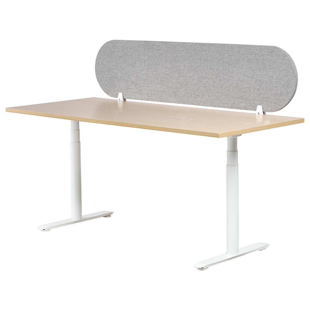 SCHREIBTISCHTRENNWAND Hellgrau 160x2x40 Sparky - Hellgrau, Kunststoff (160/40/2cm) - Beliani