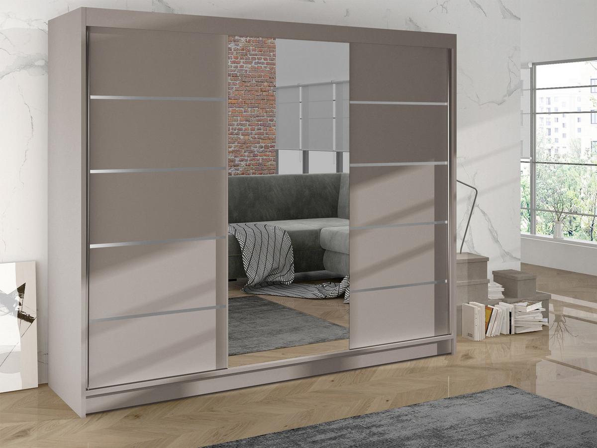 SCHWEBETÜRENSCHRANK Derby VI - Kaschmir, Holzwerkstoff/Metall (200/215/58cm) - MIRJAN24